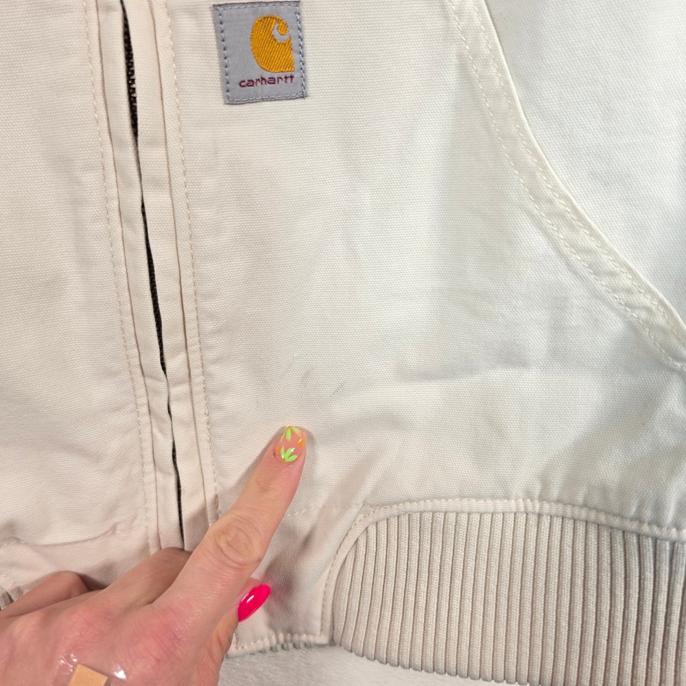 Carhartt Bomber Jacket Womens S White Rugged Flex Canvas Workwear 0J2524-W - Picture 6 of 15